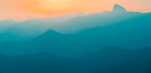 poster gunung mountain range sunset gradient turquoise teal hd 5k WPS