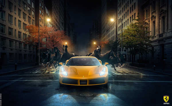 Poster Mobil ferrari 488 gtb horses 4k 9206WPS