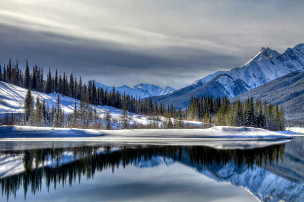 poster gunung Lake Mountains Winter 1Z