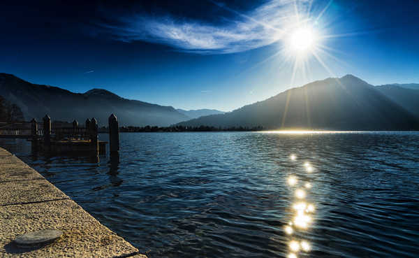 Poster Pemandangan Gunung Germany Lake Evening Mountains Marinas Tegernsee 1Z