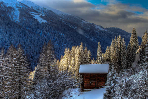 poster gunung Switzerland Mountains Forests Winter Houses Agina 1Z