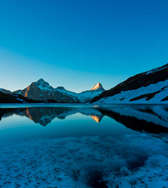 poster pemandangan alam gunung mountains lake bachalpsee reflections blue switzerland hd WPS