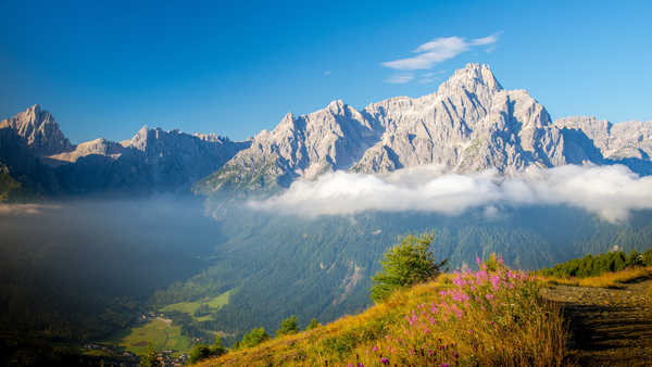 poster pegunungan Mountains Italy Sexten Dolomites Clouds 1Z