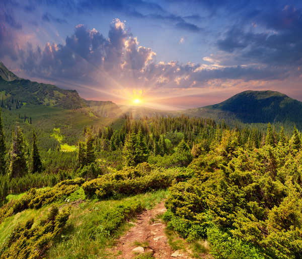 Poster Pemandangan Gunung Mountains Sunrises and 1Z 001