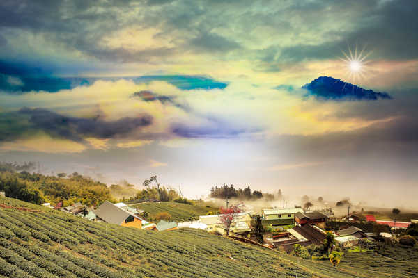 poster pegunungan Mountains Fields Scenery 1Z