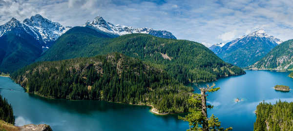 Poster Pemandangan Gunung USA Mountains Lake Forests Diablo Lake 1Z