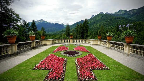 poster pegunungan Germany Parks Mountains Linderhof Bavaria Fence 1Z