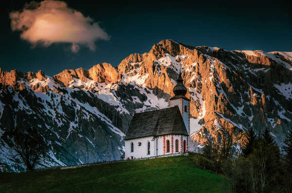 poster gunung Austria Mountains Church Dienten Church Of Dienten 1Z