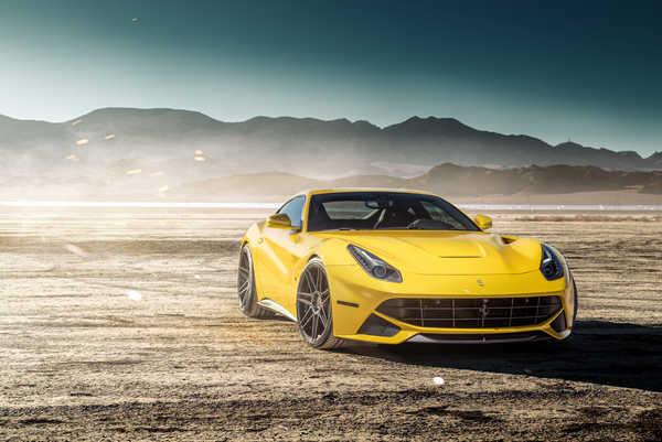 Poster Mobil ferrari f12berlinetta yellow ferrada wheels 4k 8k WPS