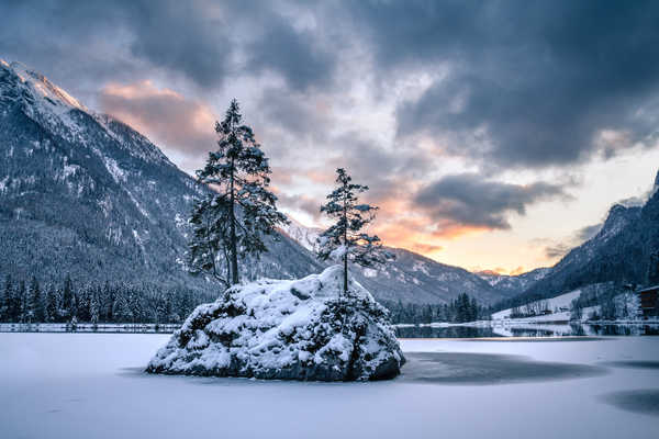 Poster Pemandangan Gunung Germany Winter Lake Mountains Berchtesgaden 1Z