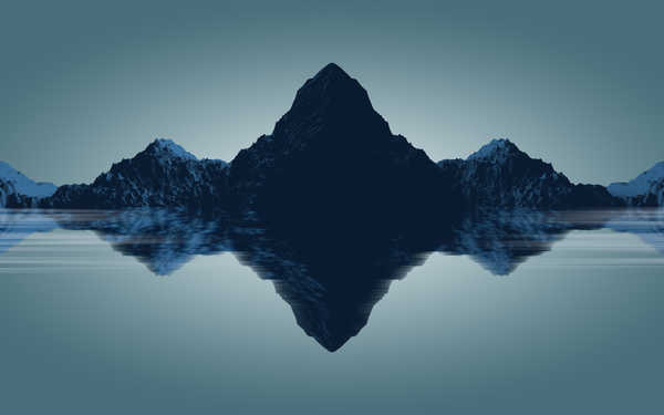 poster pemandangan alam gunung mountains reflections minimal render digital composition 5k WPS