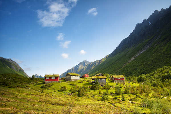 poster gunung Norway Mountains Houses Kolas 1Z