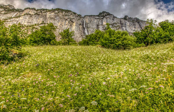 poster pegunungan Switzerland Mountains Waterfalls Alps Grass Shrubs 1Z