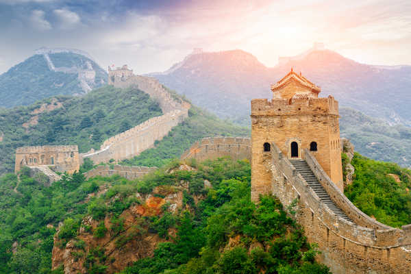 Poster Pemandangan Gunung The Great Wall of China Mountains Forests 1Z