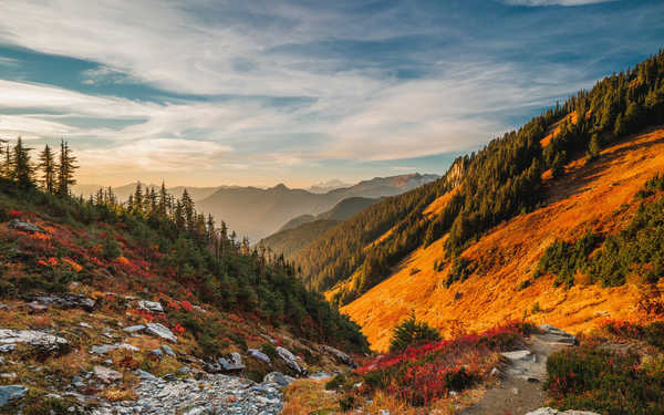 poster pemandangan alam gunung USA Forests Mountains Scenery Sky North Cascades 1Z