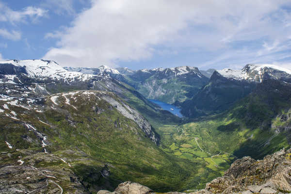 poster pemandangan alam gunung Norway Mountains Scenery Fjord Snow Clouds 1Z