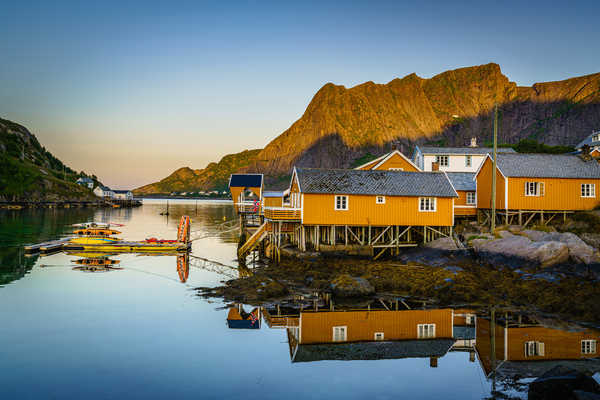 poster pegunungan Norway Mountains Lofoten Houses 1Z