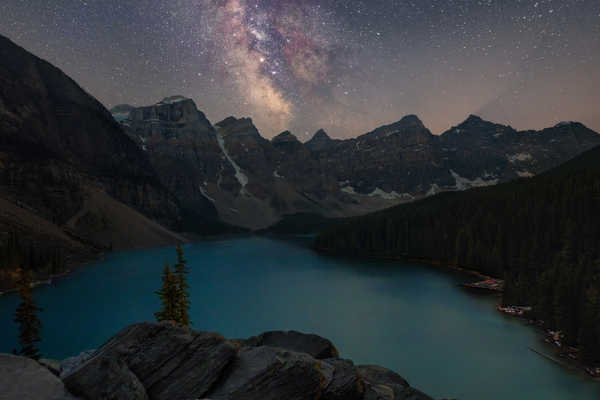 Poster Pemandangan Gunung Canada Lake Mountain Night Starry Sky Lakes Lake6 APC