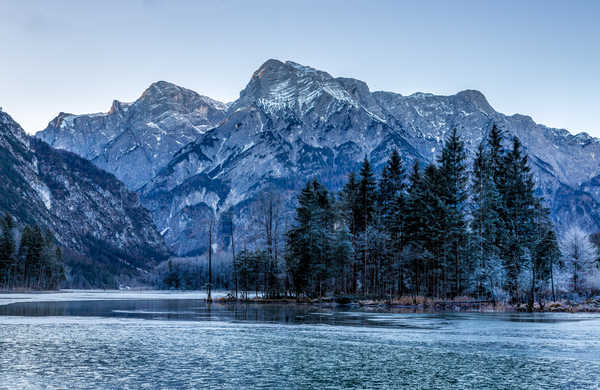 Poster Pemandangan Gunung Austria Mountains Lake Almsee Trees 1Z