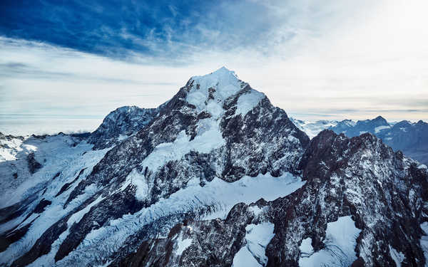 poster pemandangan alam gunung mount cook peak snow covered mountains new zealand 5k WPS