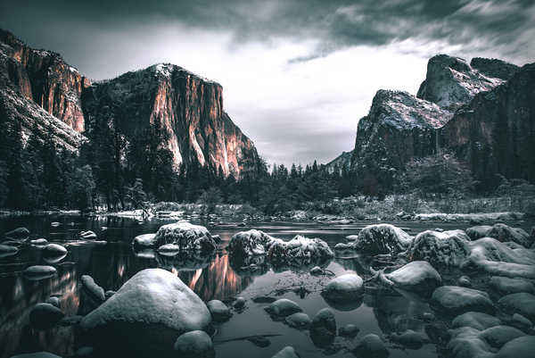 poster gunung Stones Rivers Mountains USA Scenery Yosemite 1Z