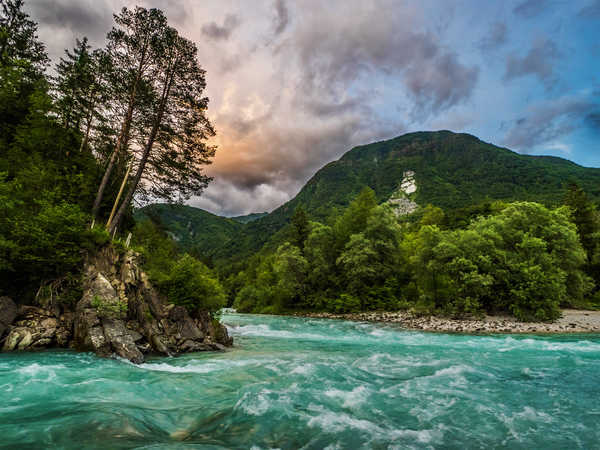 poster pemandangan alam gunung Earth Forest Green Mountain River Earth River APC