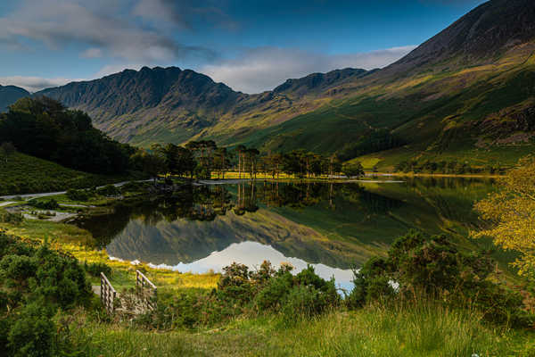 poster gunung England Mountains Lake Bridges Buttermere 1Z