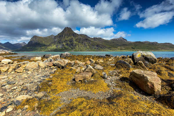 poster gunung Norway Lofoten Mountains Stones Clouds 1Z 001