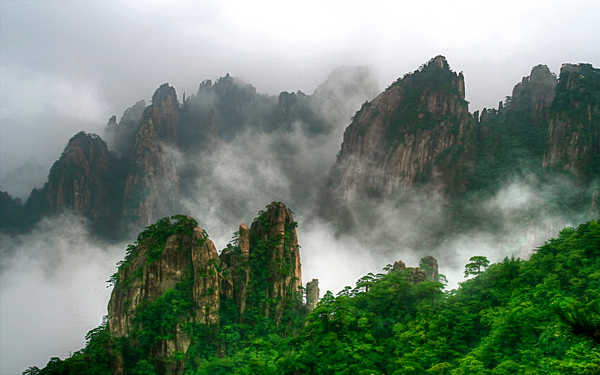 poster gunung China Fog Mountain Rock Tree Mountains Mountain APC