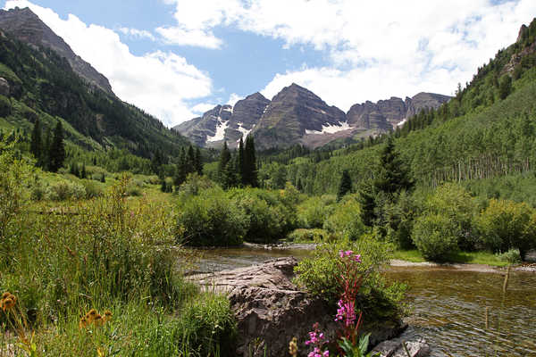 poster pemandangan alam gunung USA Mountains Forests Maroon Bells Colorado Shrubs 1Z