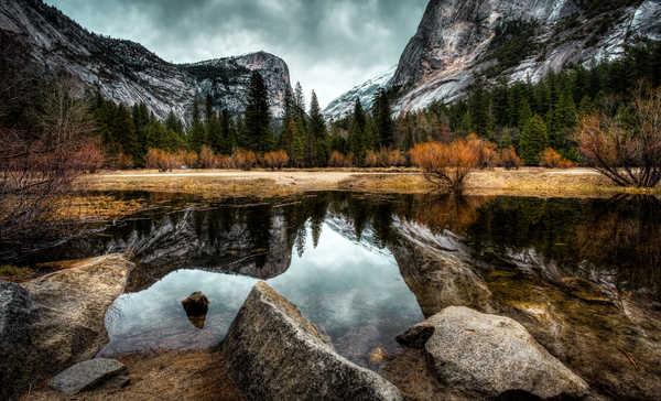 Poster Pemandangan Gunung USA Parks Mountains Autumn Forests Lake Stones 1Z