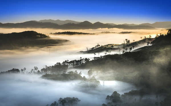 Poster Pemandangan Gunung Fog Landscape Mountain Nature Earth Fog APC 001