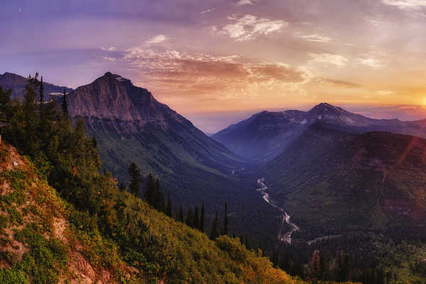 poster pemandangan alam gunung USA Parks Sunrises and sunsets Mountains Forests 1Z