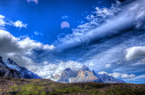 Poster Pemandangan Gunung Chile Mountains Sky Patagonia Moss Clouds HDR 1Z