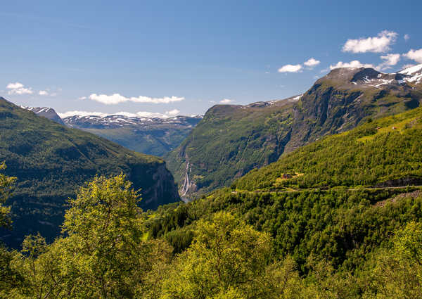 poster pemandangan alam gunung Norway Mountains Forests Geirangerfjord Canyon 1Z