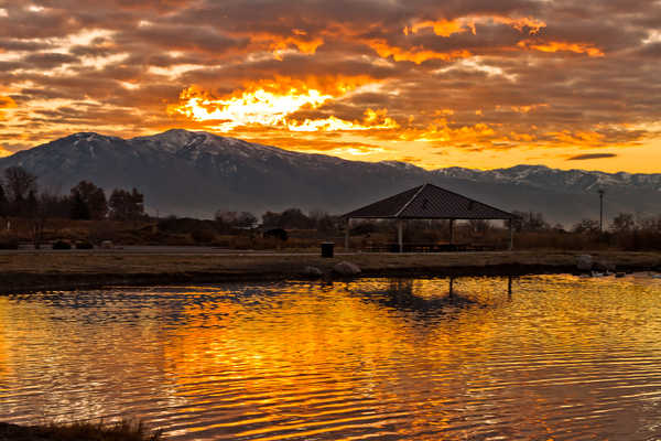 poster gunung Mountains USA Sunrises 1Z