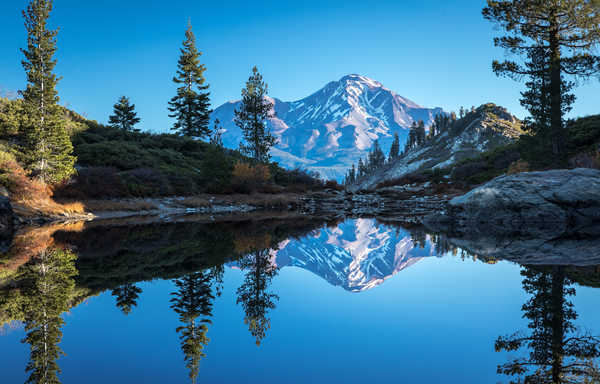 poster gunung USA Mountains Lake Heart Lake California Spruce 1Z