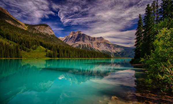 Poster Pemandangan Gunung Canada Parks Lake Mountains Forests Emerald Lake 1Z