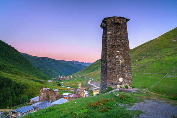 poster gunung Georgia Mountains Ushguli Upper Svaneti Tower 1Z