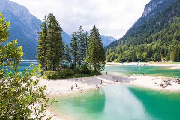 poster pemandangan alam gunung Italy Mountains Forests Lake Coast Predil Lake 1Z