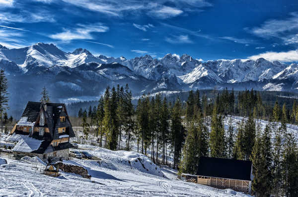 poster pegunungan Mountains Winter Forests Houses Scenery Slovakia 1Z