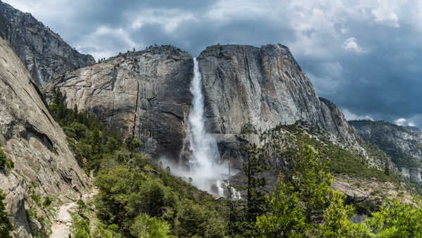 poster gunung USA Mountains Waterfalls California Yosemite Crag 1Z