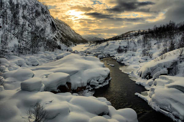 poster pegunungan Mountain River Snow Stream Winter Earth Stream APC