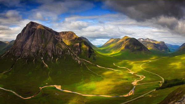 poster gunung Artistic Mountain Scotland Earth Landscape APC