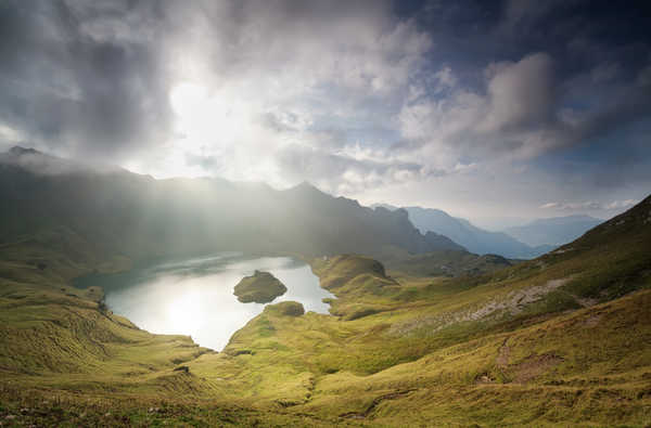 poster pemandangan alam gunung Austria Mountains Lake Sky Alps 1Z