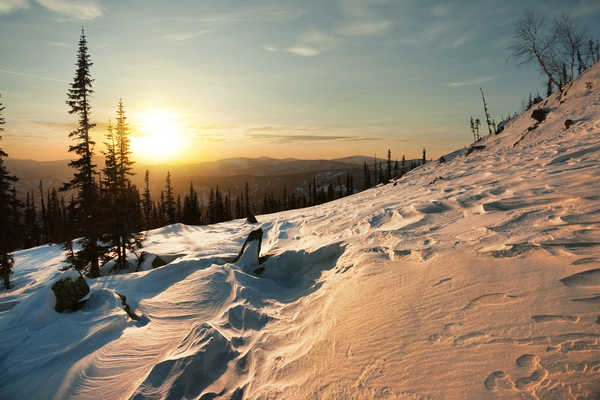 poster pemandangan alam gunung Mountain Snow Sunset Earth Winter APC