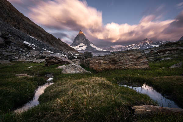 poster pegunungan Mountains Switzerland Matterhorn Grass Crag 1Z