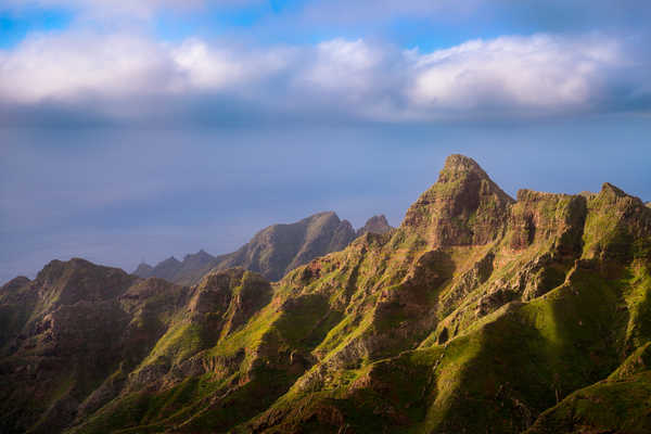 poster gunung Spain Mountains Tenerife Anaga Crag Clouds 1Z