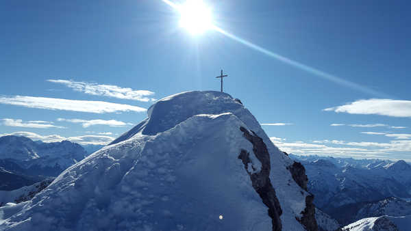 poster pemandangan alam gunung Mountains Sky Crag Snow Sun Cross 1Z