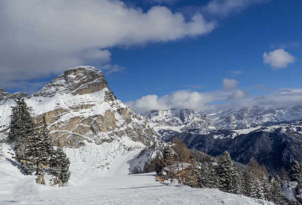 poster gunung Italy Mountains Winter Alta Badia Alps Snow Spruce 1Z